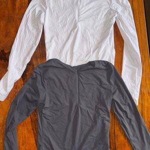 White and Gray Long Sleeve gym tops